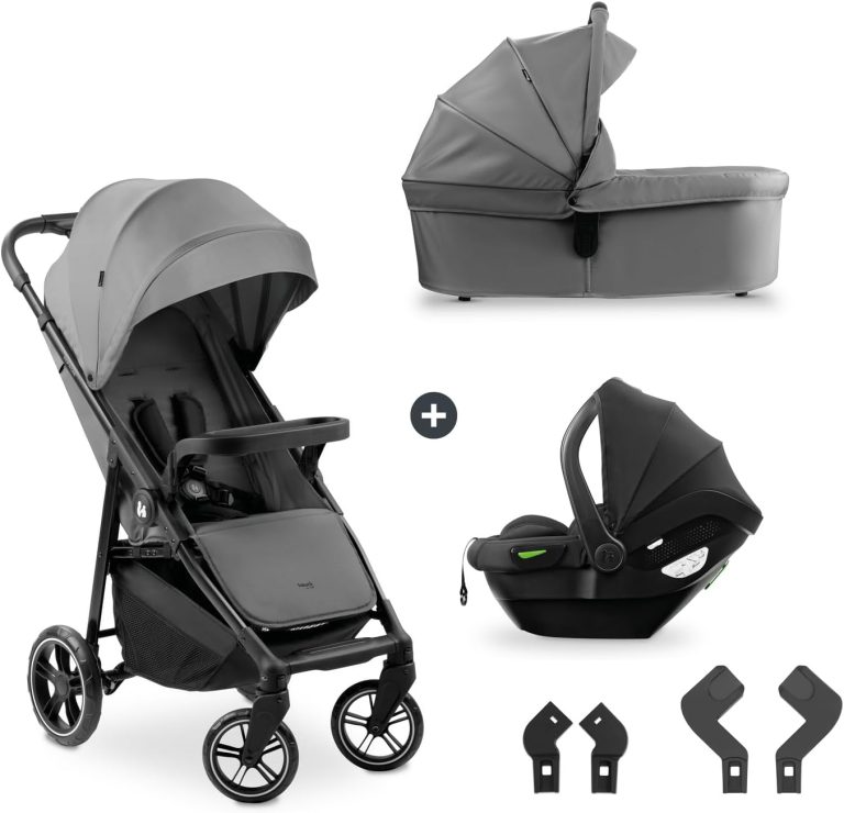 hauck Poussette 3 en 1 Inclus Cosy et Nacelle, Shop N Care Trio Set Grey, dès la naissance à 22 kg, nacelle avec matelas, assise avec position allongée
