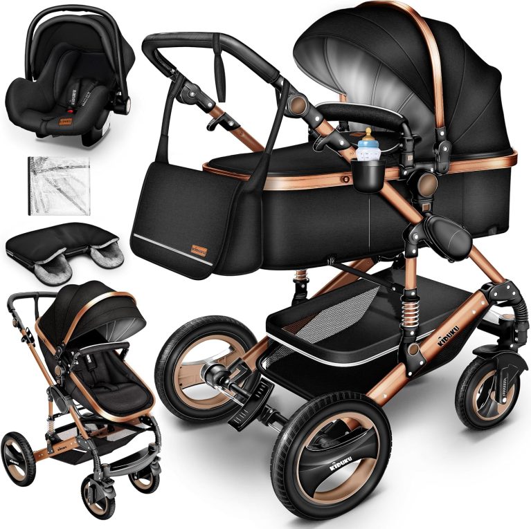 KIDUKU Poussette Combinée 3 en 1, avec Siège Auto et Nacelle Convertible