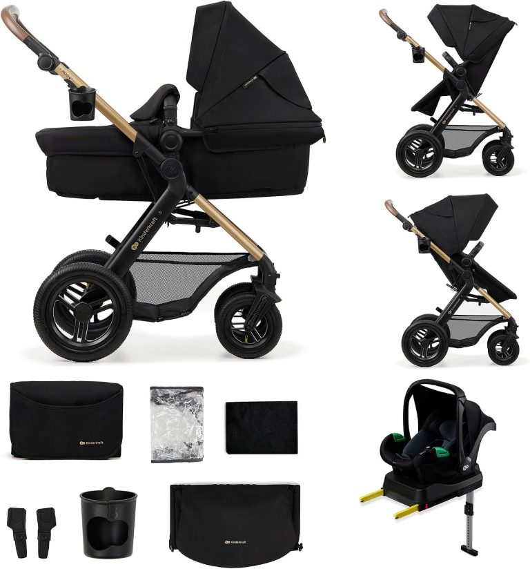 Kinderkraft MOOV2 AIR Poussette 4 en 1 Mink PRO I-Size, système de voyage, poussette bébé, poussette pliable, de la naissance à 3 ans