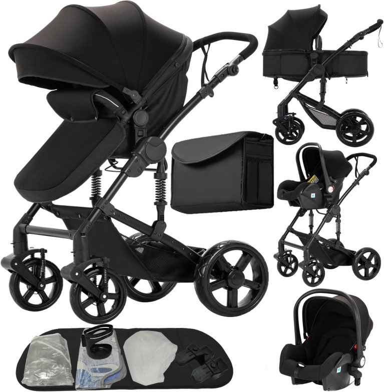 MoLi Poussette 3 en 1, Pousette Bebe avec Mode Double Poussée Réversible, Cadre Alliage d'aluminium Pliable Haut Paysage