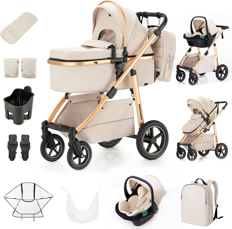 Zkiprm Poussette 3 in 1 Système de Voyage, Poussette avec Siège, Sac à Dos et Poignée Réglable en Hauteur, Cadre en Alliage d'Aluminium, 0 à 4 Ans